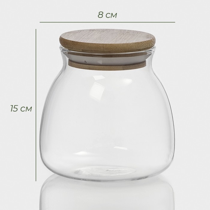 Банка стеклянная для хранения сыпучих продуктов BellaTenero «Бамбук», 500 мл, 9,5×10 см, с бамбуковой крышкой