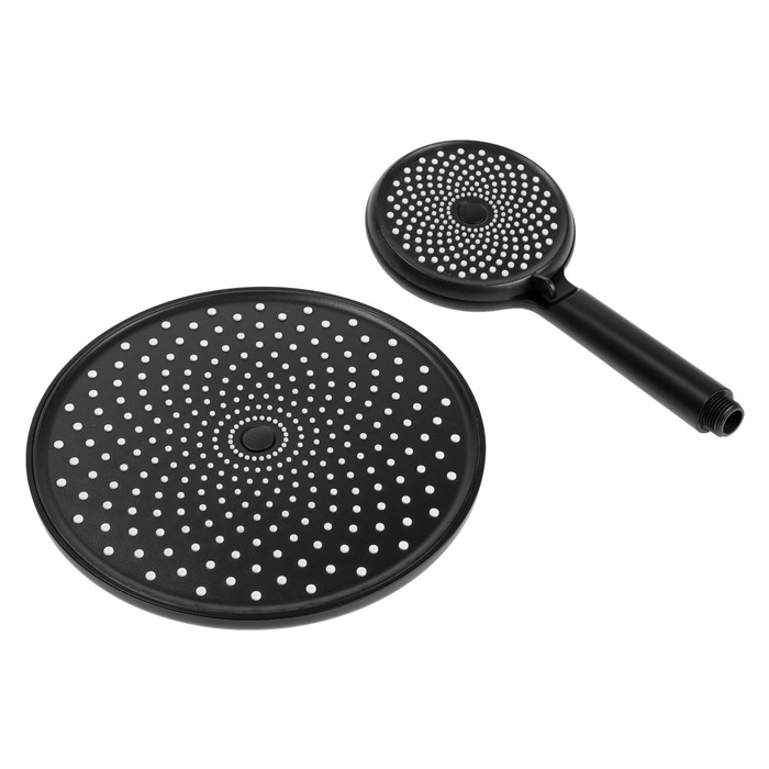 Набор леек для душа ZEIN Z3559, верхняя на шарнире d=22 cм, ручная 3 режима d=12 cм, черная Набор леек для душа ZEIN Z3559, верхняя на шарнире d=22 cм, ручная 3 режима d=12 cм, черная