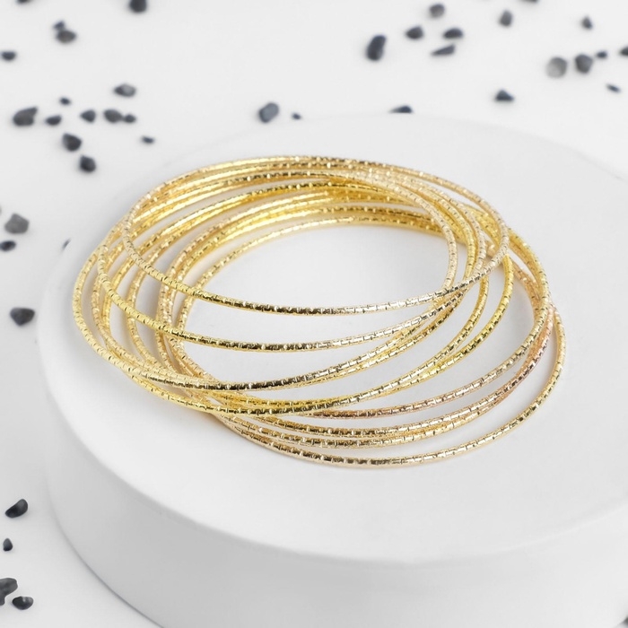 Браслет металл «Каркас» тонкая нить, набор 10 штук, цвет золото, 6,5см Браслет металл «Каркас» тонкая нить, набор 10 штук, цвет золото, 6,5см