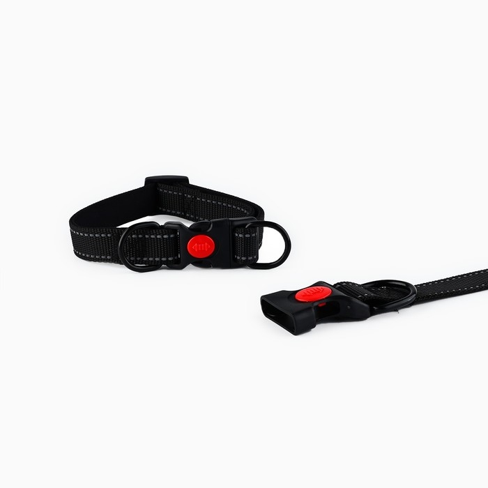 Ошейник с подкладом из нейлона с фастексом 2 см, ОШ 27-40 см, черный Ошейник с подкладом из нейлона с фастексом 2 см, ОШ 27-40 см, черный