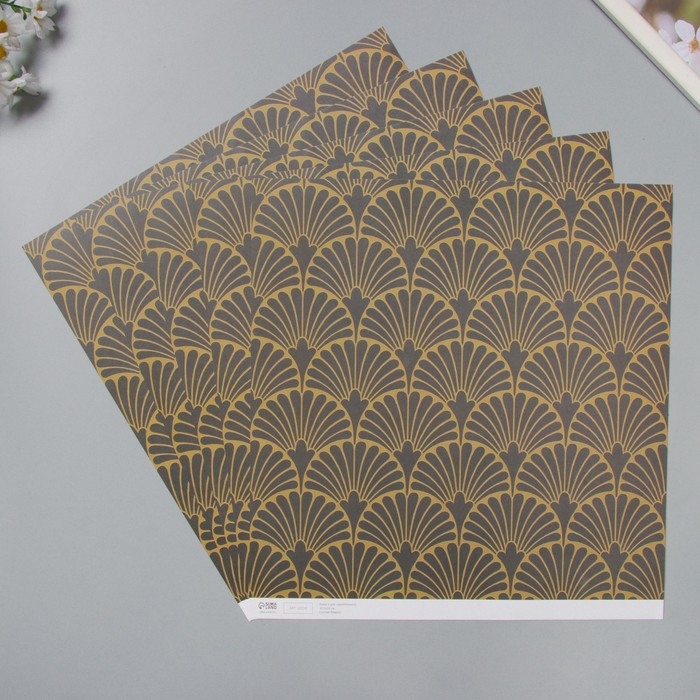 Бумага для скрапбукинга Бумага для скрапбукинга "Веера" плотность 180 гр набор 5 шт 30,5х32 см