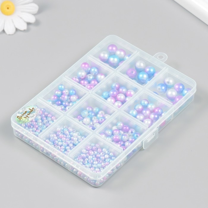 Бусины в шкатулке Бусины в шкатулке "Градиент голубо-сиреневый" 12 делений 10х13,5х1,8 см
