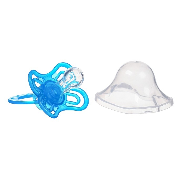 Соска - пустышка силиконовая классическая, от 6 мес.,с колпачком + держатель «Зайка», цвет голубой Соска - пустышка силиконовая классическая, от 6 мес.,с колпачком + держатель «Зайка», цвет голубой