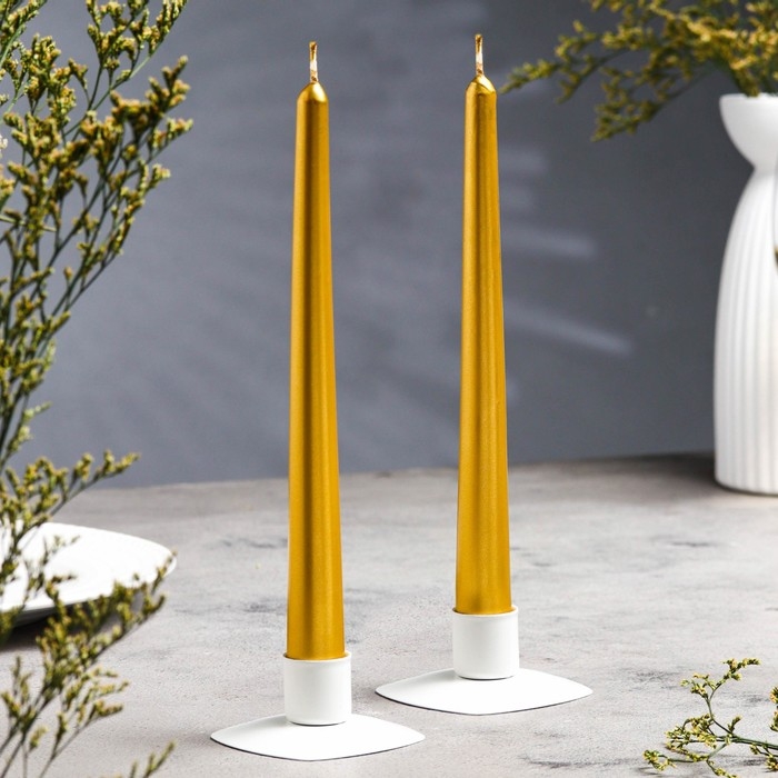 Набор свечей античных, 2,3х 24,5 см, 5 ч, 55 г, 2 штуки, золотой Набор свечей античных, 2,3х 24,5 см, 5 ч, 55 г, 2 штуки, золотой