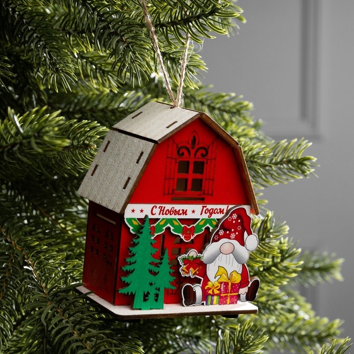 Подвеска световая Подвеска световая "Дом Деда Мороза", 8.5х5.5х11 см, 1 LED, AG10x3 (в компл.), свечение тёплое белое