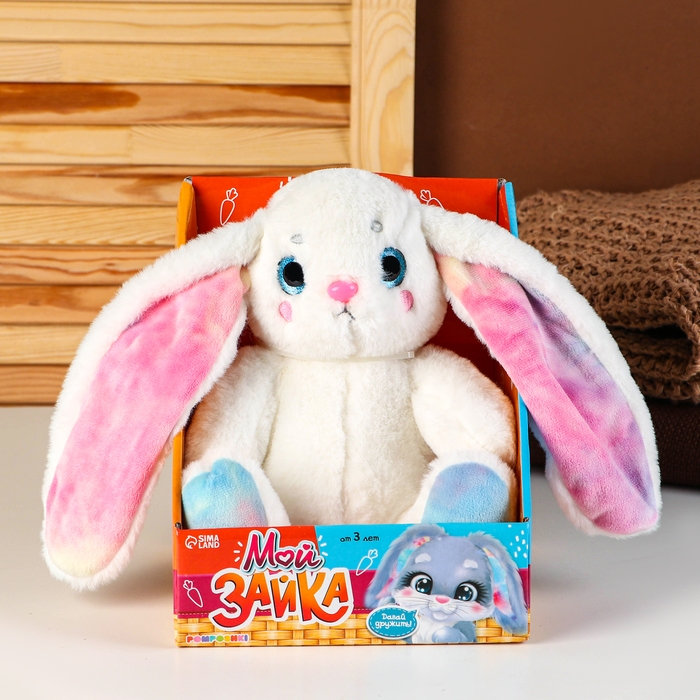 Мягкая игрушка «Мой зайка», цветные ушки, 25 см
