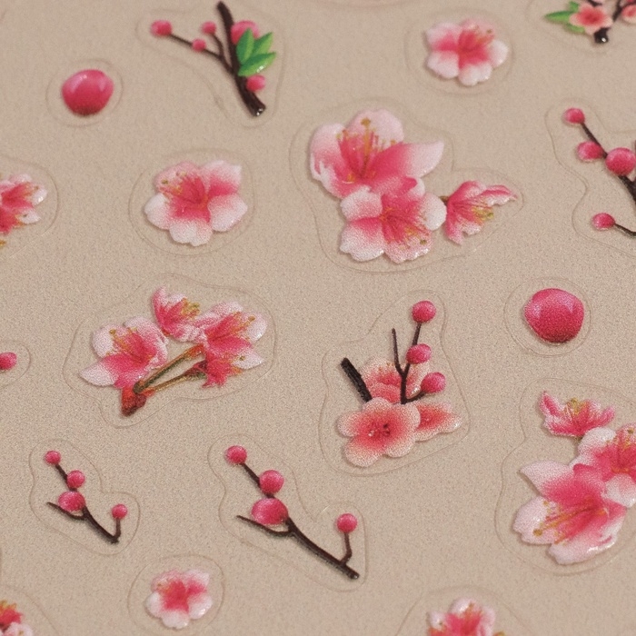 Наклейки для ногтей «Сакура», объёмные, цвет розовый/белый Наклейки для ногтей «Сакура», объёмные, цвет розовый/белый