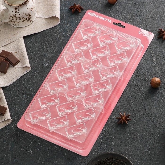 Форма для конфет и шоколада KONFINETTA «Косичка», 27,5×17,5×2,5 см, 21 ячейка 3,7×1,5×1,5 см, цвет прозрачный Форма для конфет и шоколада KONFINETTA «Косичка», 27,5×17,5×2,5 см, 21 ячейка 3,7×1,5×1,5 см, цвет прозрачный