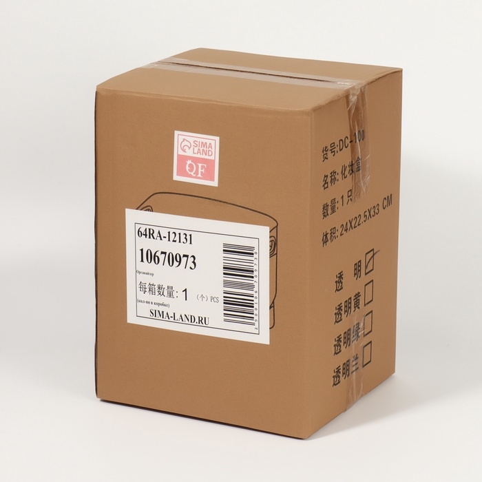 Органайзер для хранения, 2 секции, 28,5 × 18,5 × 14,5 см, цвет прозрачный/золотистый Органайзер для хранения, 2 секции, 28,5 × 18,5 × 14,5 см, цвет прозрачный/золотистый