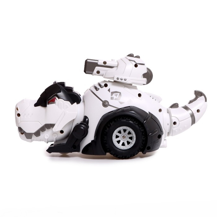 Робот динозавр «Пультовод» ZHORYA, программируемый, на пульте управления, интерактивный: свет, звук, на аккумуляторе, на русском языке, белый