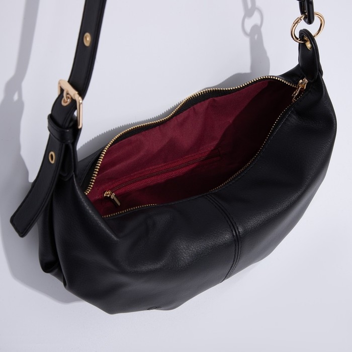 Сумка мешок, отдел на молнии, регулирующийся ремень, цвет чёрный