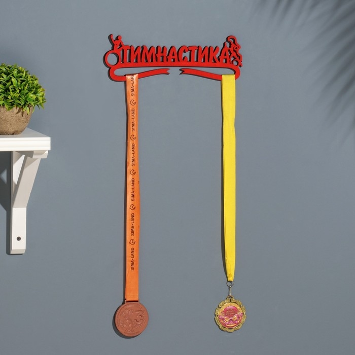 Медальница  Медальница "Гимнастика" красный цвет, 28х12 см