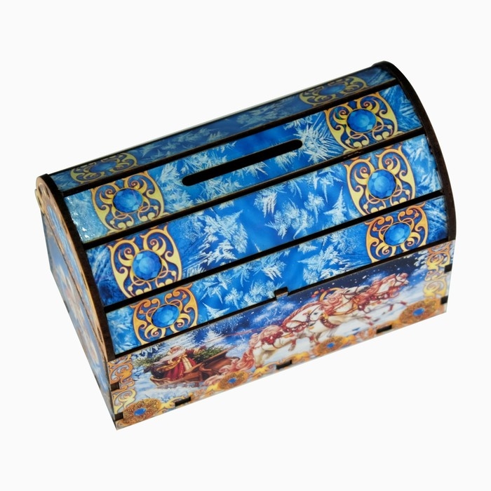 Сувенир сундук - копилка с новогодними игрушками (3 шт.) Сувенир сундук - копилка с новогодними игрушками (3 шт.) "Ежик", 13 х 7,5 х 8,5 см