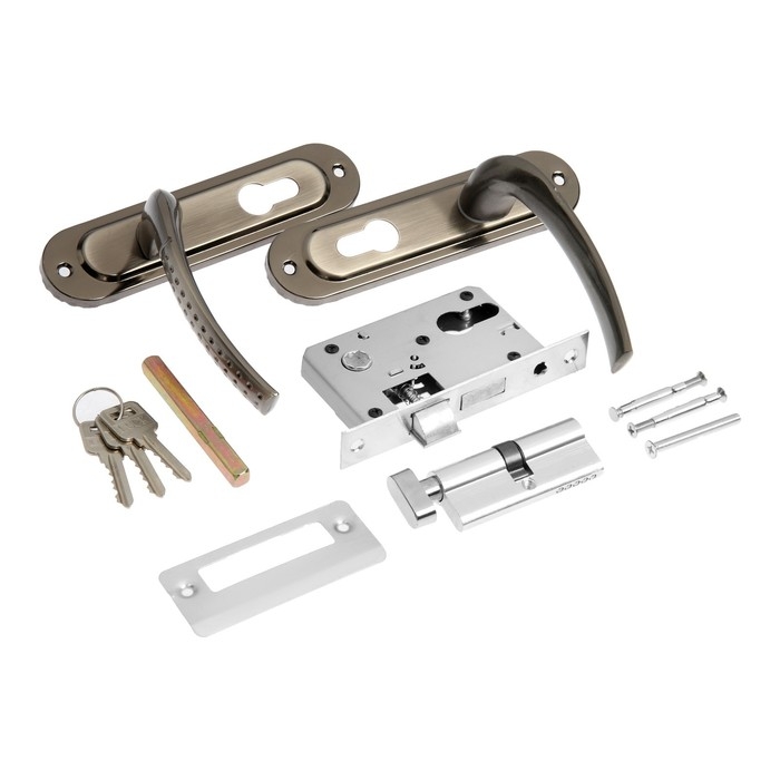 Замок врезной LOCKLAND RD002, с ручкой, 3 ключа, цвет черный никель Замок врезной LOCKLAND RD002, с ручкой, 3 ключа, цвет черный никель