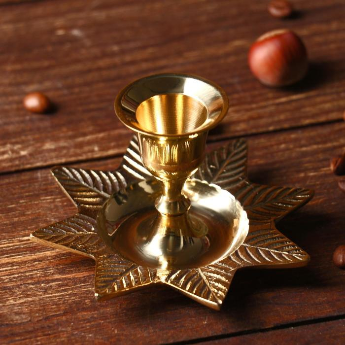 Подсвечник "Листок" на 1 свечу, латунь 9,5х9,5х6 см