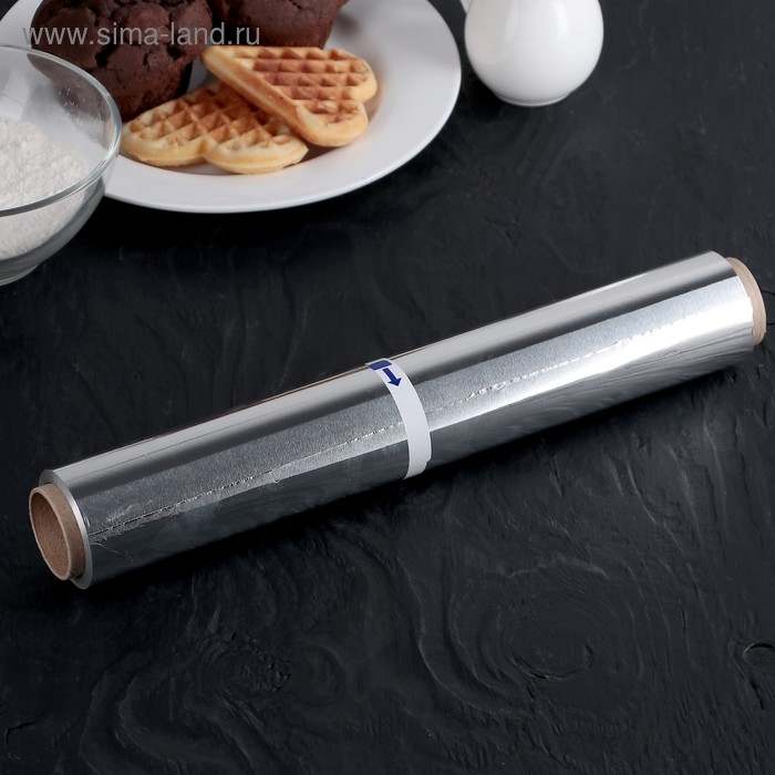 Фольга пищевая алюминиевая «Особо прочная», 29 см × 50 м, 14 мкм Фольга пищевая алюминиевая «Особо прочная», 29 см × 50 м, 14 мкм