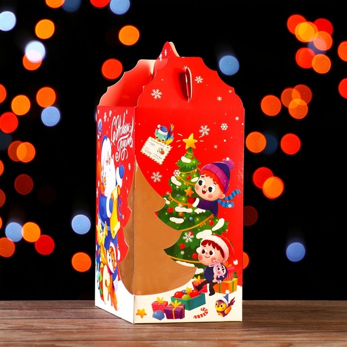 Новый год. Подарочная коробка с окном елочкой Новый год. Подарочная коробка с окном елочкой "Письма", 25 х 13 х 19 см.