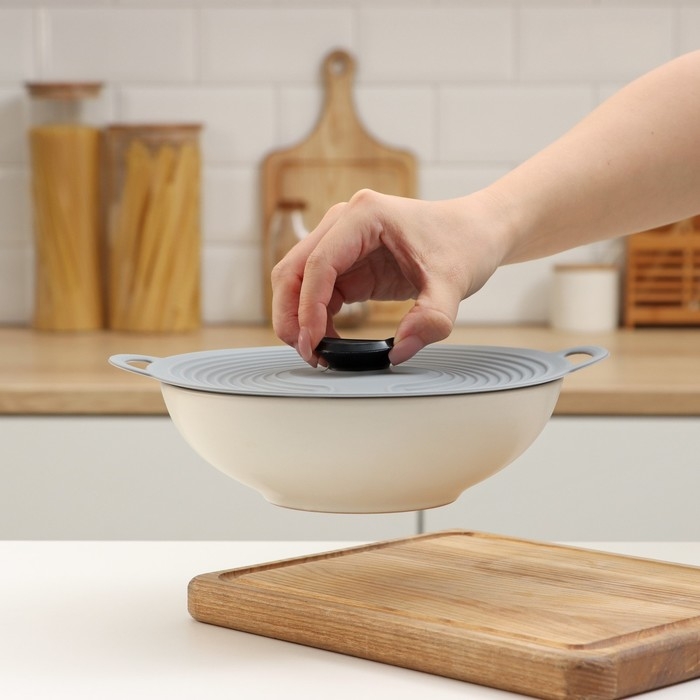 Крышка универсальная Доляна, силикон, d=20 см, цвет серый Крышка универсальная Доляна, силикон, d=20 см, цвет серый