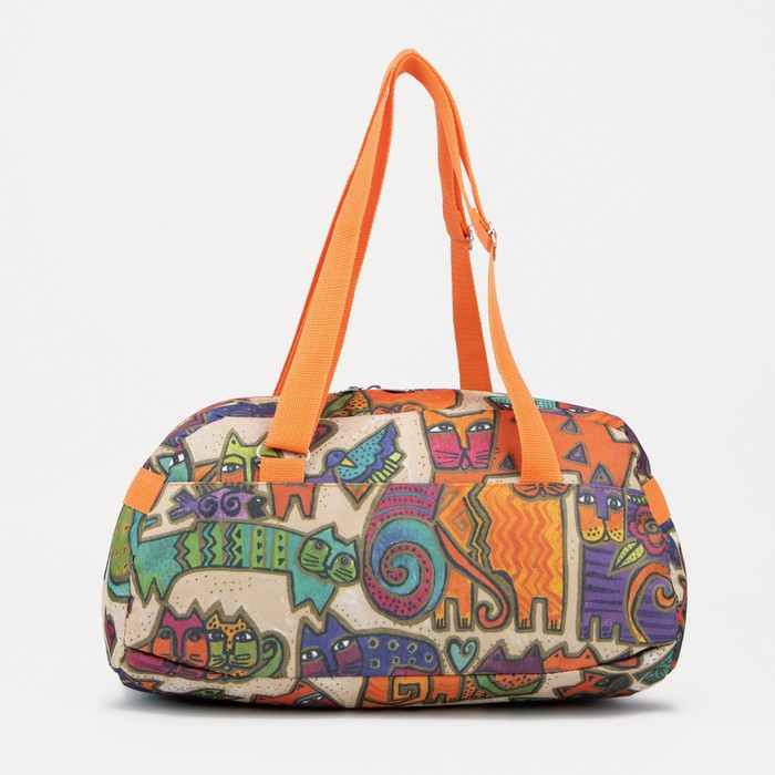 Сумка спортивная на молнии, без подкладки, наружный карман, маленький размер, цвет оранжевый/бежевый Сумка спортивная на молнии, без подкладки, наружный карман, маленький размер, цвет оранжевый/бежевый