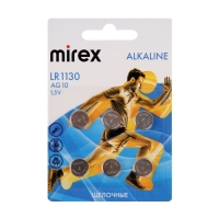 Батарейка алкалиновая Mirex, LR1130, AG10, 1.5В, блистер, 6 шт