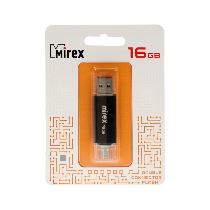 Флешка Mirex SMART BLACK, 16 Гб, USB2.0, USB/microUSB, чт до 25 Мб/с, зап до 15 Мб/с, черная Флешка Mirex SMART BLACK, 16 Гб, USB2.0, USB/microUSB, чт до 25 Мб/с, зап до 15 Мб/с, черная