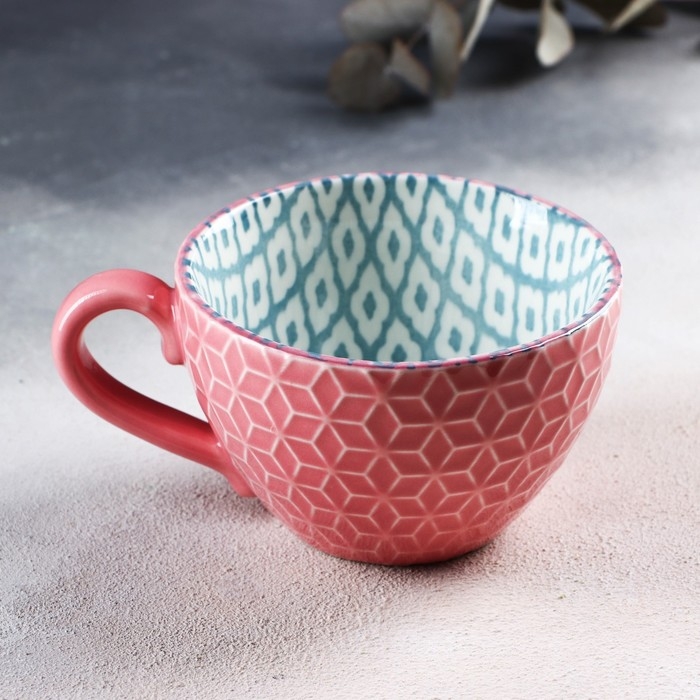 Кружка керамическая «Винтаж», 290 мл, цвет розовый Кружка керамическая «Винтаж», 290 мл, цвет розовый