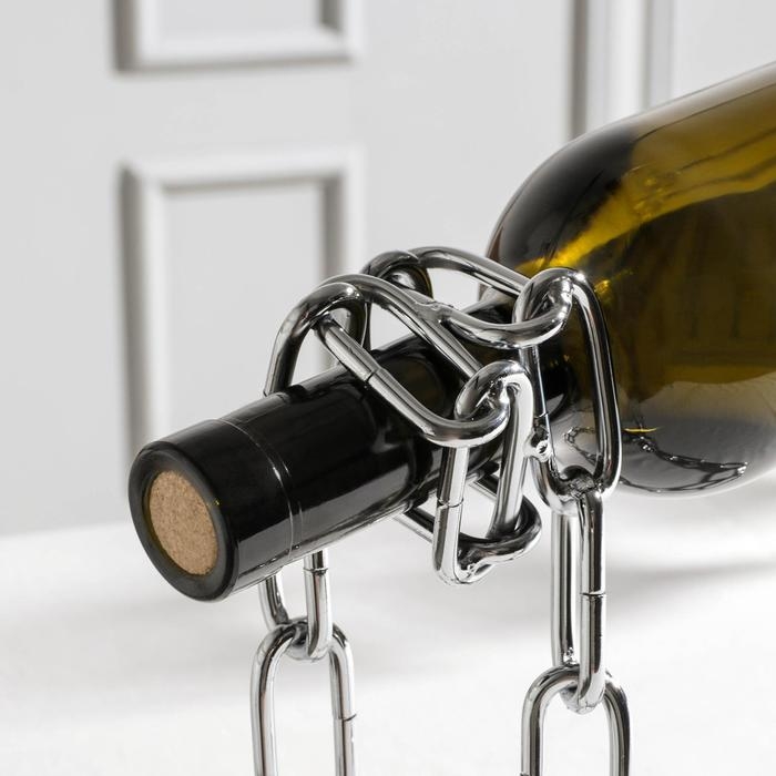 Подставка для бутылки Доляна «Цепь», 18×12×20 см, цвет хром Подставка для бутылки Доляна «Цепь», 18×12×20 см, цвет хром