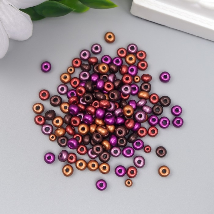 Бисер стекло 6/0  Бисер стекло 6/0 "Металлик. Меланж. Фиолетово-кофейный" 10 гр