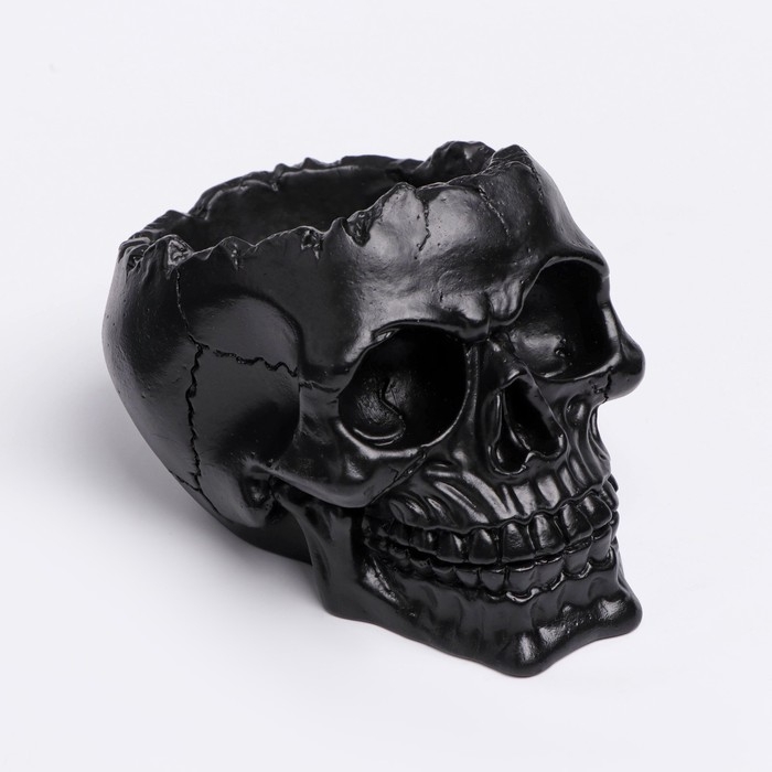 Свеча фигурная ароматическая в бетоне  Свеча фигурная ароматическая в бетоне "Череп", 14х11 см, черный, печенье и кожа