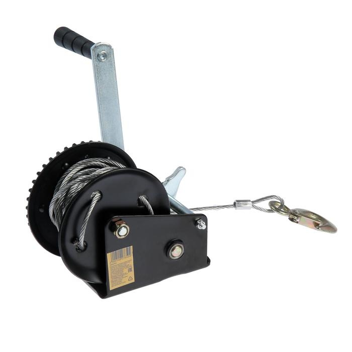 Лебедка ручная барабанная тяговая ТУНДРА, 1000 кг, металлический трос 10 метров Лебедка ручная барабанная тяговая ТУНДРА, 1000 кг, металлический трос 10 метров