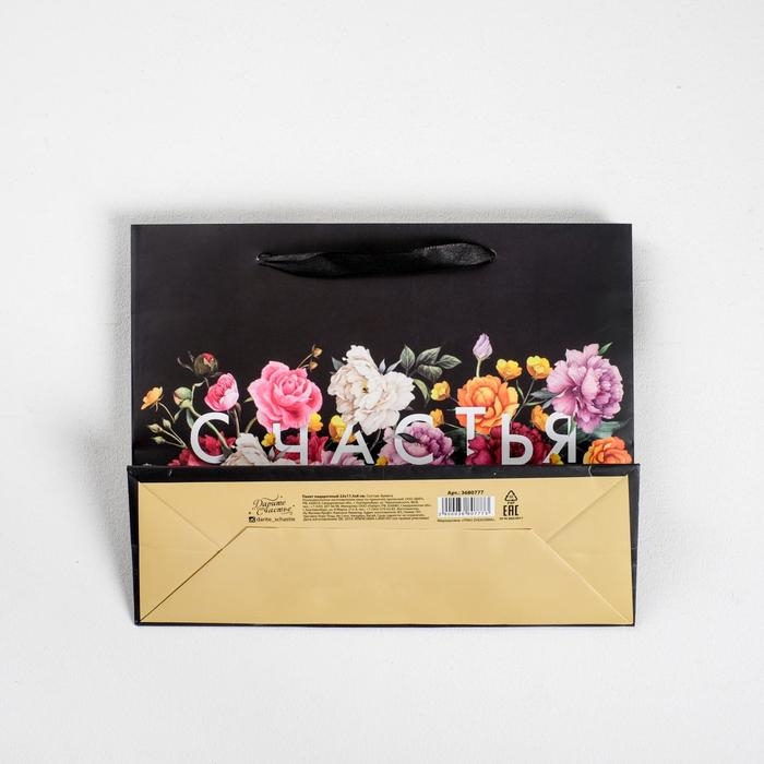 Пакет подарочный ламинированный, упаковка, «Счастье», 22 х 17.5 х 8 см Пакет подарочный ламинированный, упаковка, «Счастье», 22 х 17.5 х 8 см