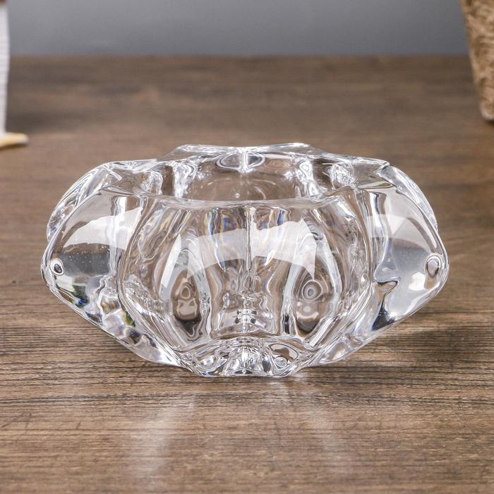 Подсвечник стекло на 1 свечу Подсвечник стекло на 1 свечу "Цветок" прозрачный 4,3х9х9 см