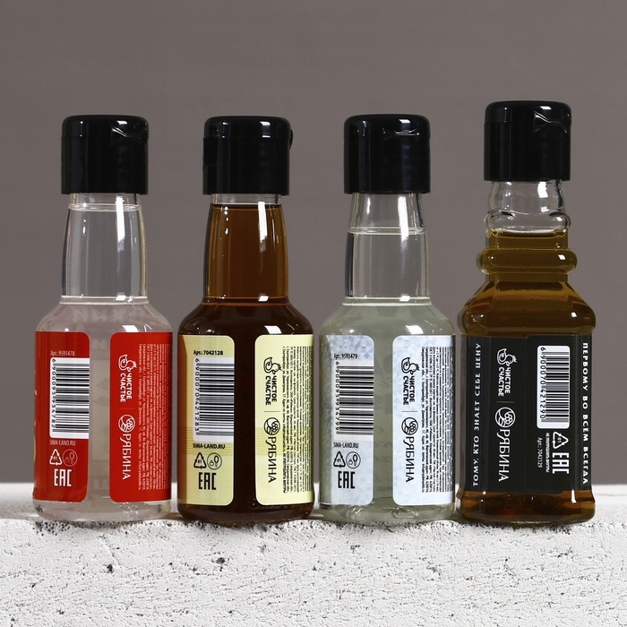 Подарочный набор, гель для душа во флаконах виски и водки, 4 х 100 мл Подарочный набор, гель для душа во флаконах виски и водки, 4 х 100 мл