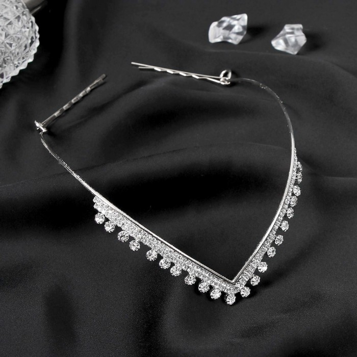 Диадема для волос Диадема для волос "Лаура" (на невидимках) стразы, 1 см, серебро