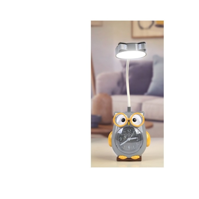 Часы - будильник с подсветкой Часы - будильник с подсветкой "Совушка" детские, с зеркалом и расческой, d-7.5 см, АА, USB
