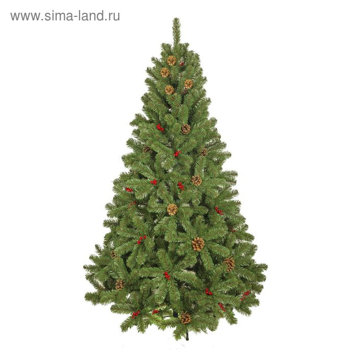 Ель искусственная  Ель искусственная "Новогодняя сказка" шишки, ягоды 210 см, d ниж. яруса 140 см, 963 ветки