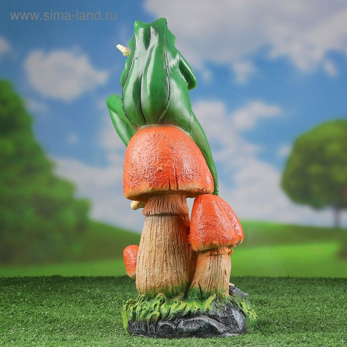 Садовая фигура  Садовая фигура "Лягушка с бабочкой" 14х14х39см