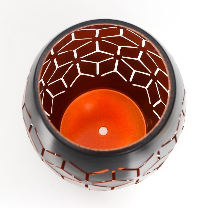 Подсвечник металл на 1 свечу Подсвечник металл на 1 свечу "Геометрия. Цветы" чёрный с золотом 20,5х13,5х13,5 см