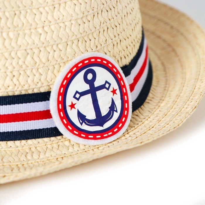 Панама соломенная детская для мальчика «Якорь», р-р 52-54 Панама соломенная детская для мальчика «Якорь», р-р 52-54