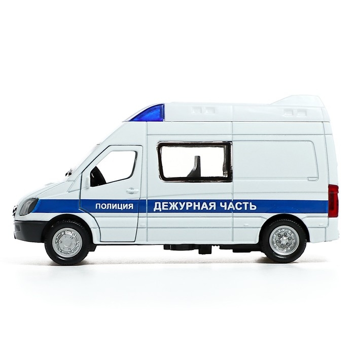 Машина металлическая «Полиция», инерционная, 1:32, световые и звуковые эффекты, открываются двери, русская озвучка, цвет белый