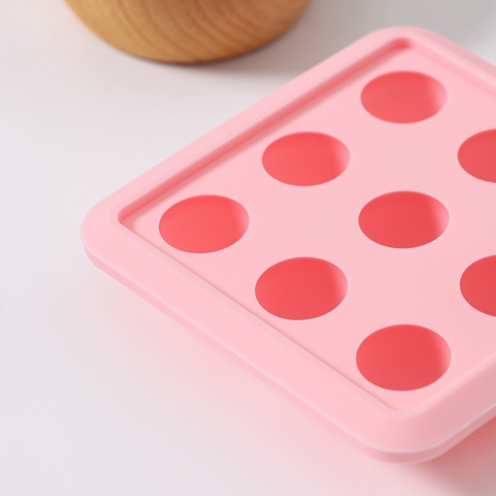 Форма для льда Доляна «Шары», 10,5×10,5×2 см, 9 ячеек (d=1,9 см), цвет розовый Форма для льда Доляна «Шары», 10,5×10,5×2 см, 9 ячеек (d=1,9 см), цвет розовый