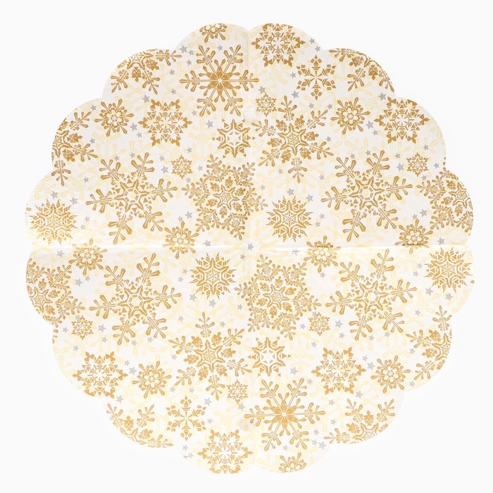 Новый год. Салфетки бумажные Art Bouquet Rondo Новый год. Салфетки бумажные Art Bouquet Rondo"Золотые снежинки на бежевом", 3 слоя, d 32, 12 шт