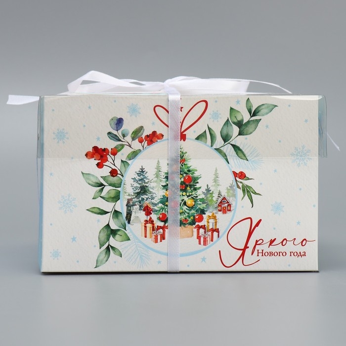 Коробка для капкейка «Яркого Нового года», шар, 16 х 16 х 10 см, Новый год Коробка для капкейка «Яркого Нового года», шар, 16 х 16 х 10 см, Новый год