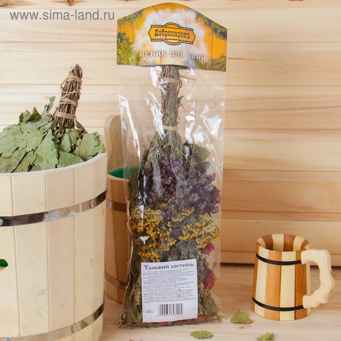 Веник для бани 45 (+-5) см Веник для бани 45 (+-5) см "Травяной коктейль" из донника, мяты, душицы, полыни и пижмы