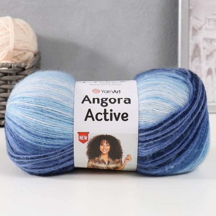 Пряжа  Пряжа "Angora Active" 20% шерсть, 80% акрил 500м/100гр (842 син-гол-бел)