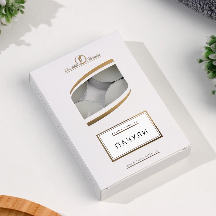 Набор свечей чайных ароматизированных Набор свечей чайных ароматизированных "Пачули", 6 шт, 12 гр