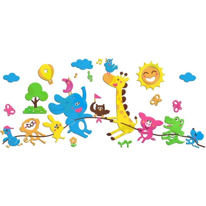 Наклейки интерьерные Наклейки интерьерные "Зверята", детские, декор на стену, панно 200 х 88 см
