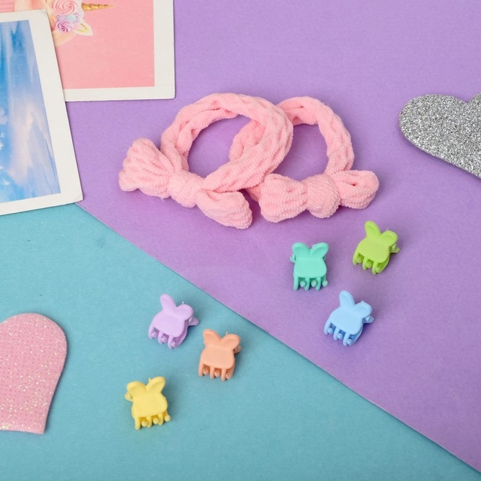 Набор для волос Набор для волос "Сонечка" (2 резинки, 6 крабов 1,1 см) бантики полоски ушки