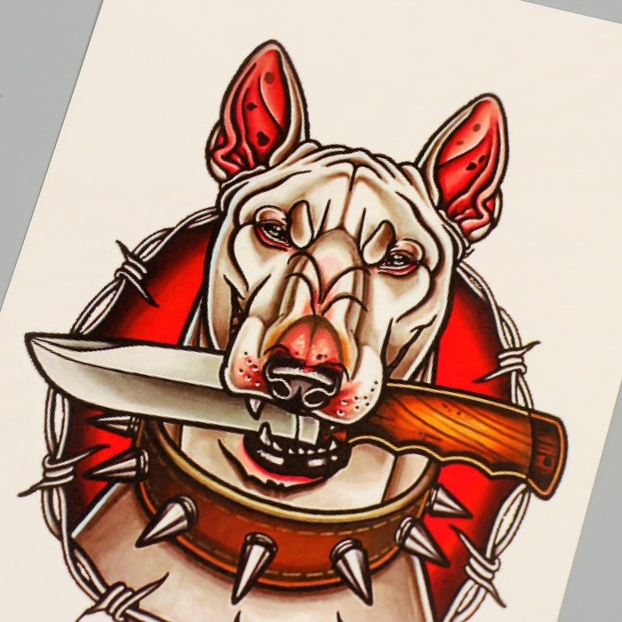 Татуировка на тело цветная Татуировка на тело цветная "Милый Бультерьер" 26,1х14,6 см