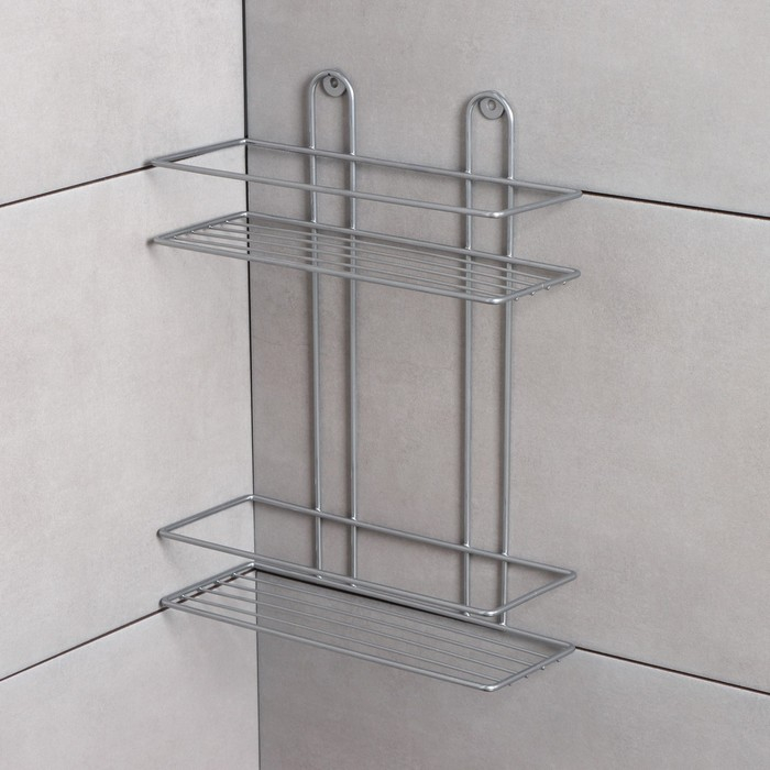 Полка прямоугольная 2-х ярусная, 26,5×10,5×35 см, цвет хром